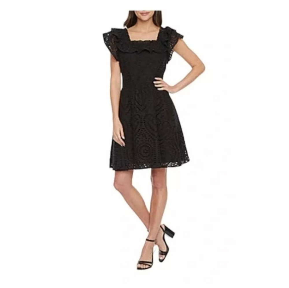 NWT 🌟RYEGRASS  Black Boho Eyelet Dress Size XXL Elastic Waist Lined